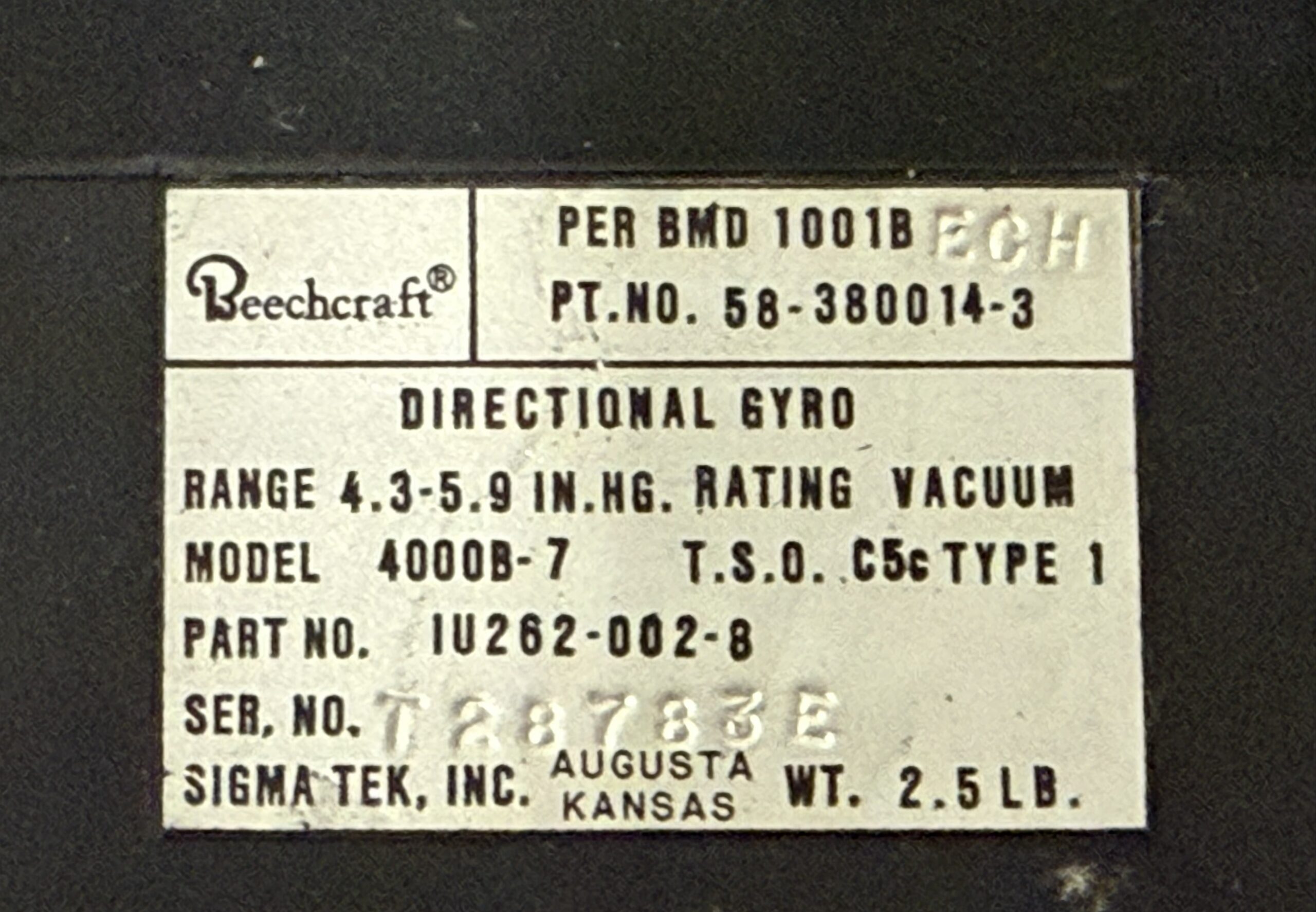 Sigma-Tek/Edo-Aire 4000B-7 Air-Driven Directional Gyro - Image 4