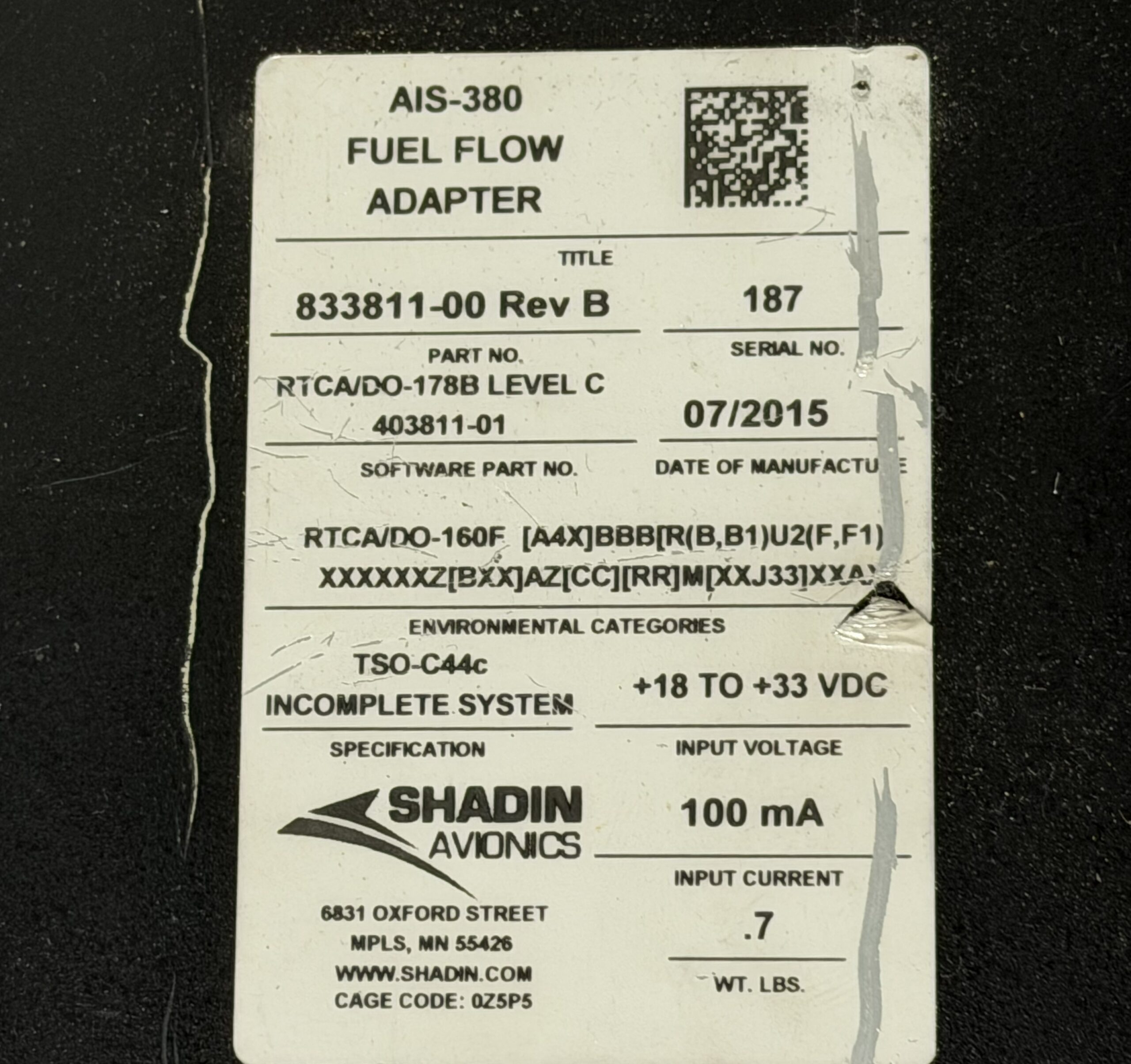 Shadin Avionics AIS-380 DC Fuel Flow Adapter - Image 5